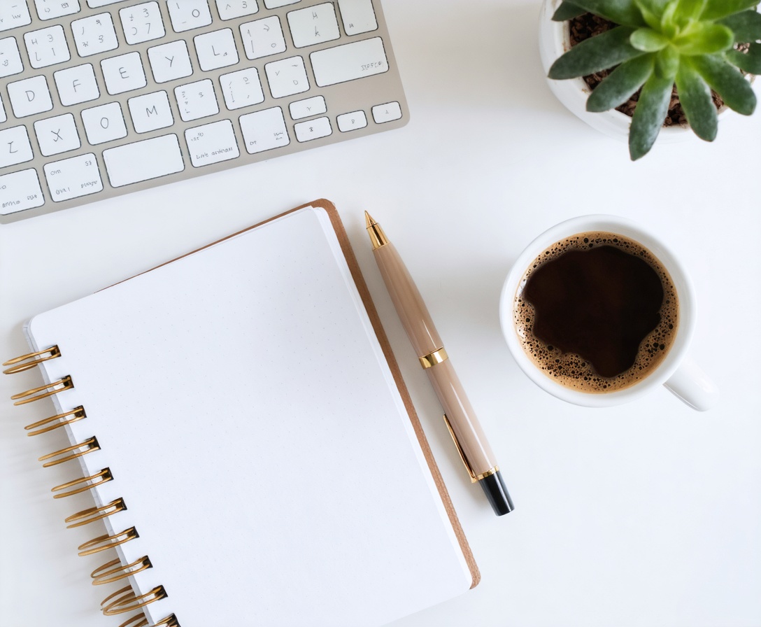 Pracovný stôl s poznámkami o stratégii a škálovaní